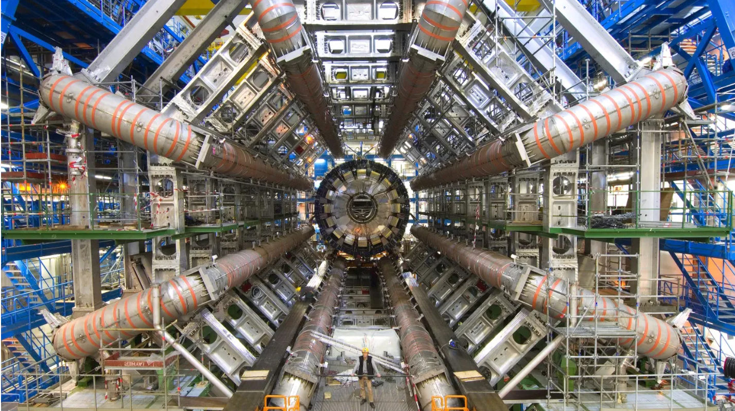 A particle collider scientific facility as seen from above